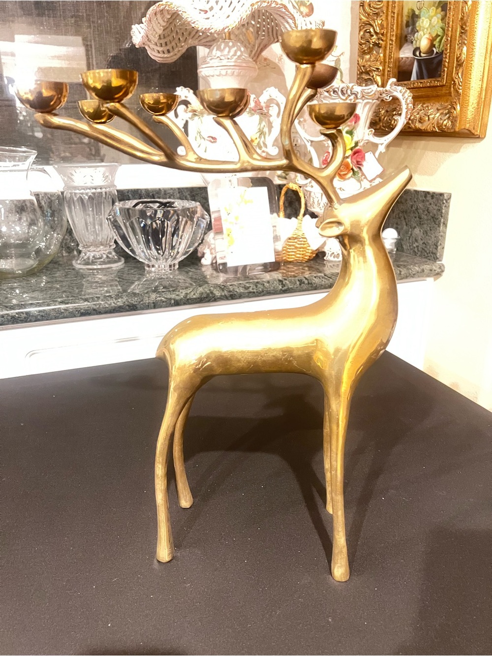 Vintage Brass Deer Candlestick Holder, Retro Holiday Decor